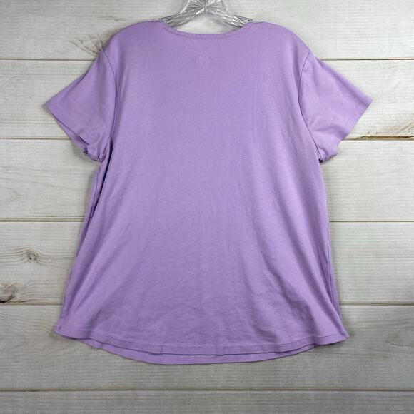 J Jill Perfect Pima Top Womens XL Purple Crew Neck Shirttail Tee Short Sleeve - Picture 7 of 7